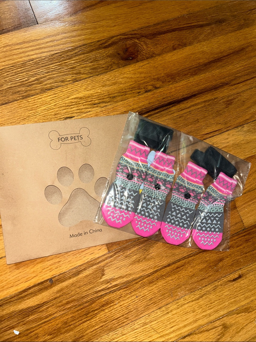 Pack of Pink & Gray Patterned Dog Socks